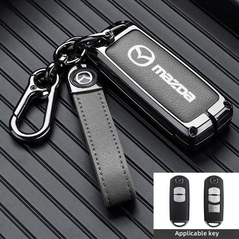 Leather Car Smart Key Case Cover Shell For Mazda 3 5 6 SKYACTIV Axela Atenza CX30 CX5 CX8 CX9 MX5 RX8 RX7 BT50 Keychain Protecto