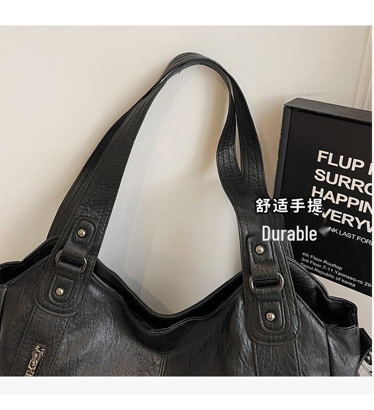 2025 Trendy Women's Retro-Style Tote: Large Capacity, Simple, Versatile, Single Shoulder & Crossbody Handbag.