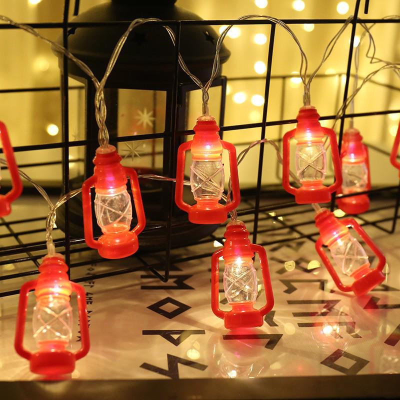 Eid al-Adha Star & Moon LED String Lights with Kerosene Lamp & Moon Castle for Muslim Feast of Sacrifice Décor
