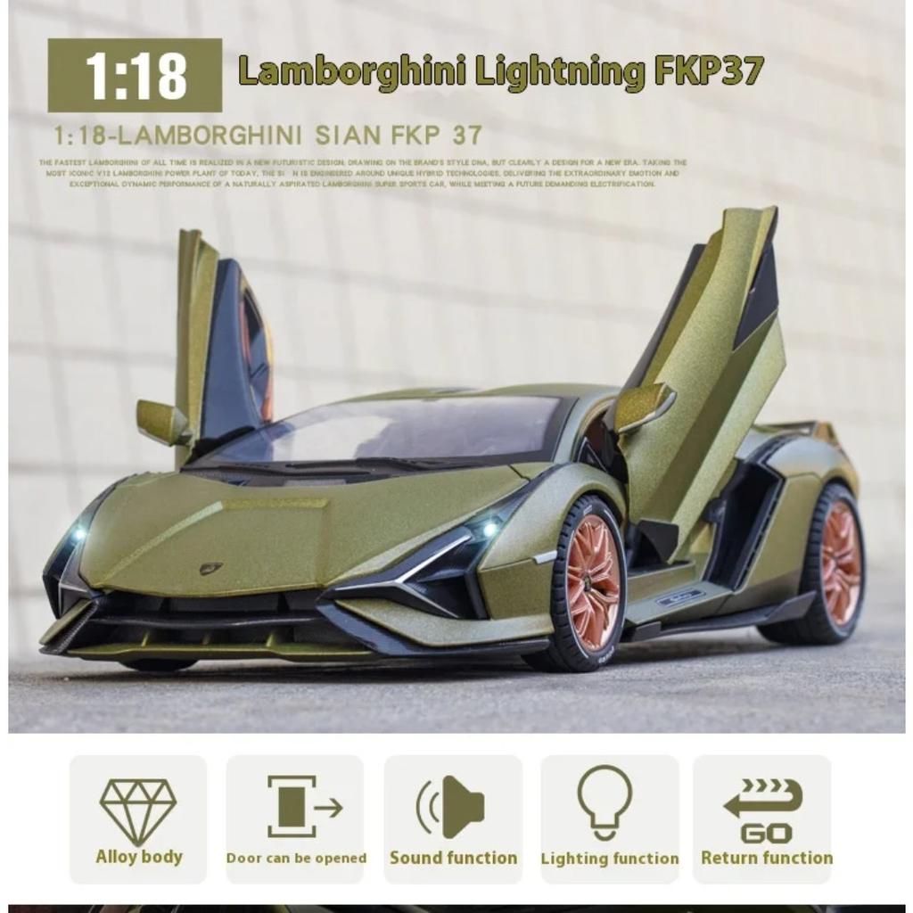 1/18 Lamborghini Sian New Energy Supercar Alloy Diecast Car Model Sound & Light Collection of Hobby Decorative Fine Ornaments