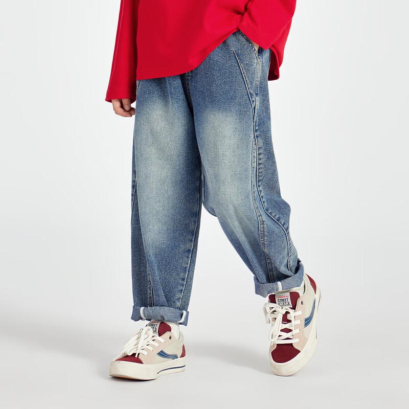 Boys' Tail Flame Letter Print Casual Denim Jeans