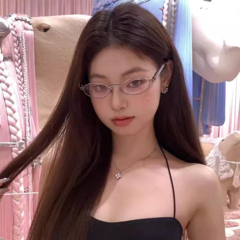 Eyeglasses Frames For Women Men Silver Oval Glasses Anti Blue Light Small Sunglasses With Metal Frame