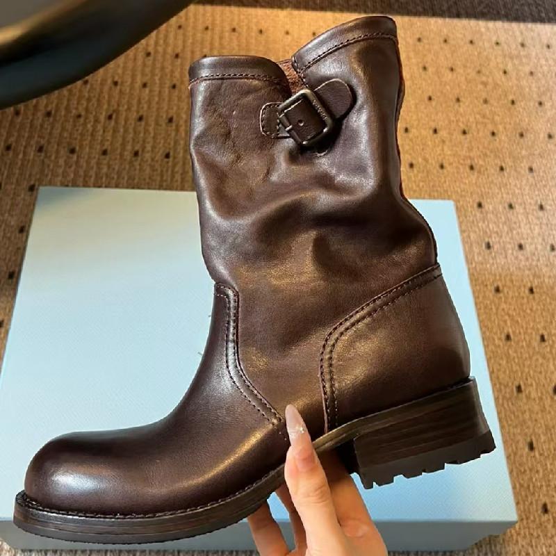 Boots Women's Shoes Combat Goth Woman 2025 Trend Chunky Stylish Comfortable Moccasin Black Luxury Low Heel Offer