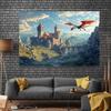 Magic Castle and Dragon Scene Background Cloth - Photography Background, Suitable for Parties, Weddings, and Events