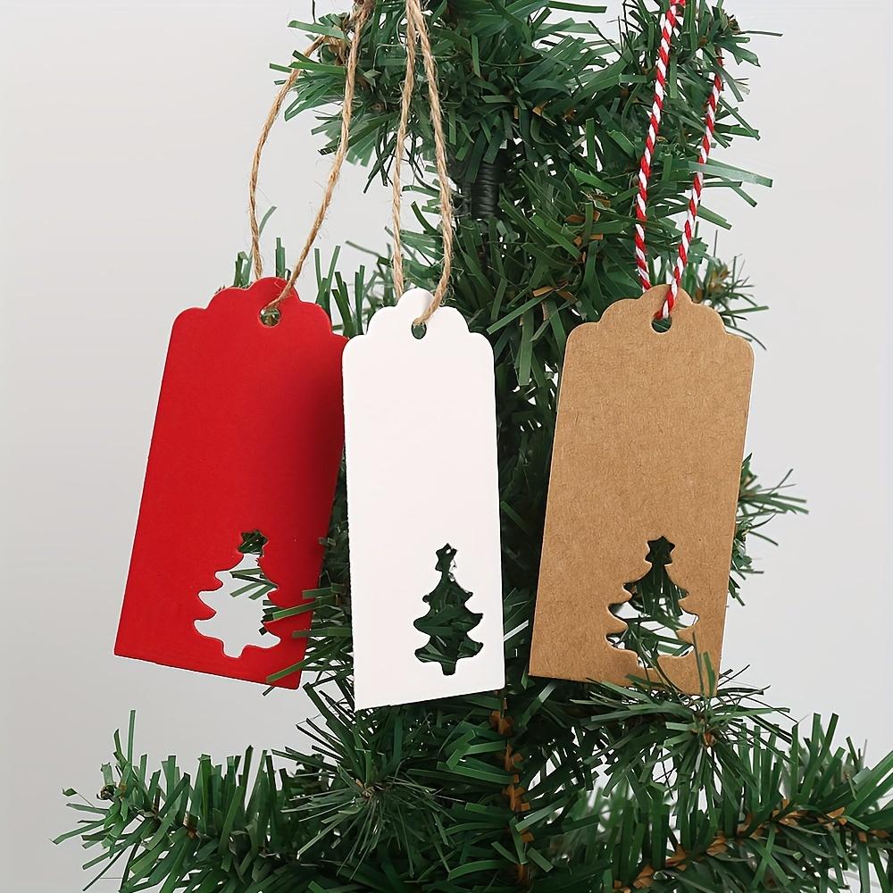 100pcs, Red Christmas Tree Design Kraft Paper Cards for Packaging and Hanging Decorations, Perfect Gift Tags and Ornaments