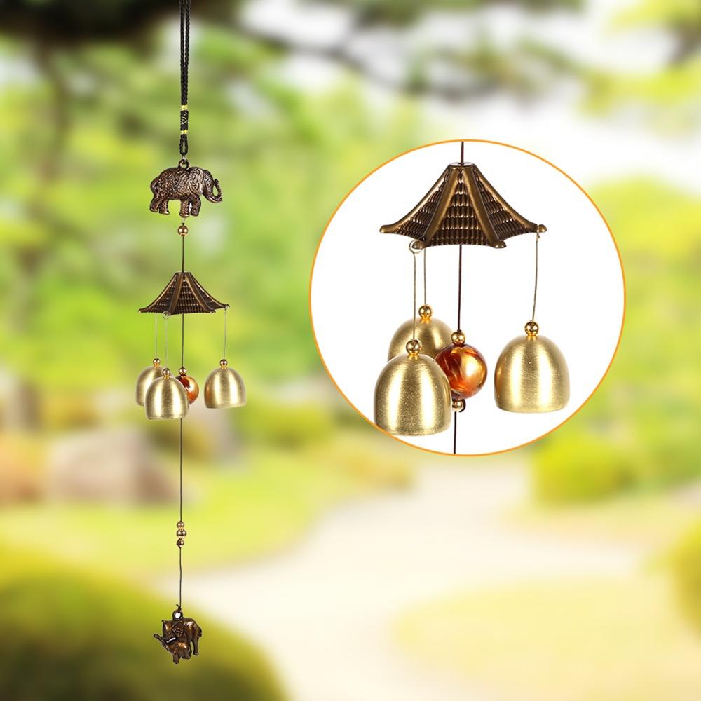 Elephant Metal Elephant Wind Chimes Gold Window Hanging Wind Chimes Indoor Room Styling