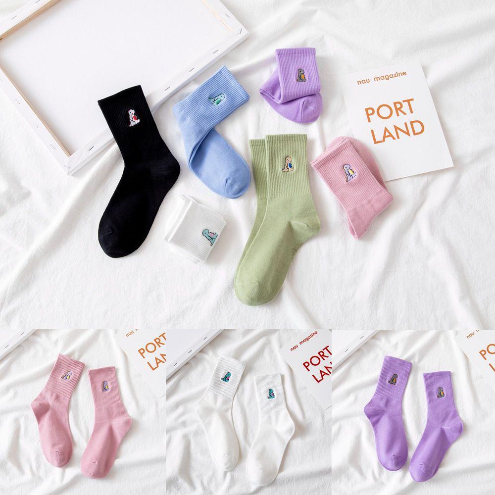 

Каваи Девушка Мультфильм Женский Динозавр Осенние Носки Вышивка