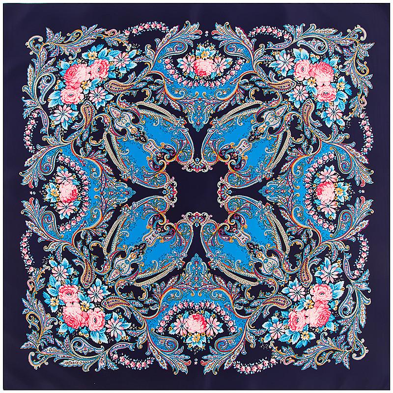 POBING Silk Scarf Women Square Scarves Wraps Cashew Floral Print Neckerchief Female Foulards Silk Hijabs Lady Bufandas 100x100CM
