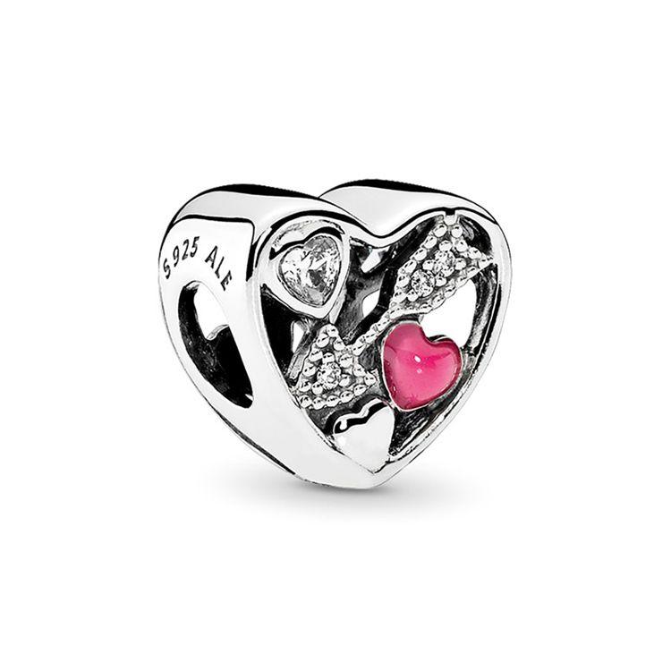 Pandora Cupids Arrow Enamel Heart Charm Women Charm Red 792039CZ Box