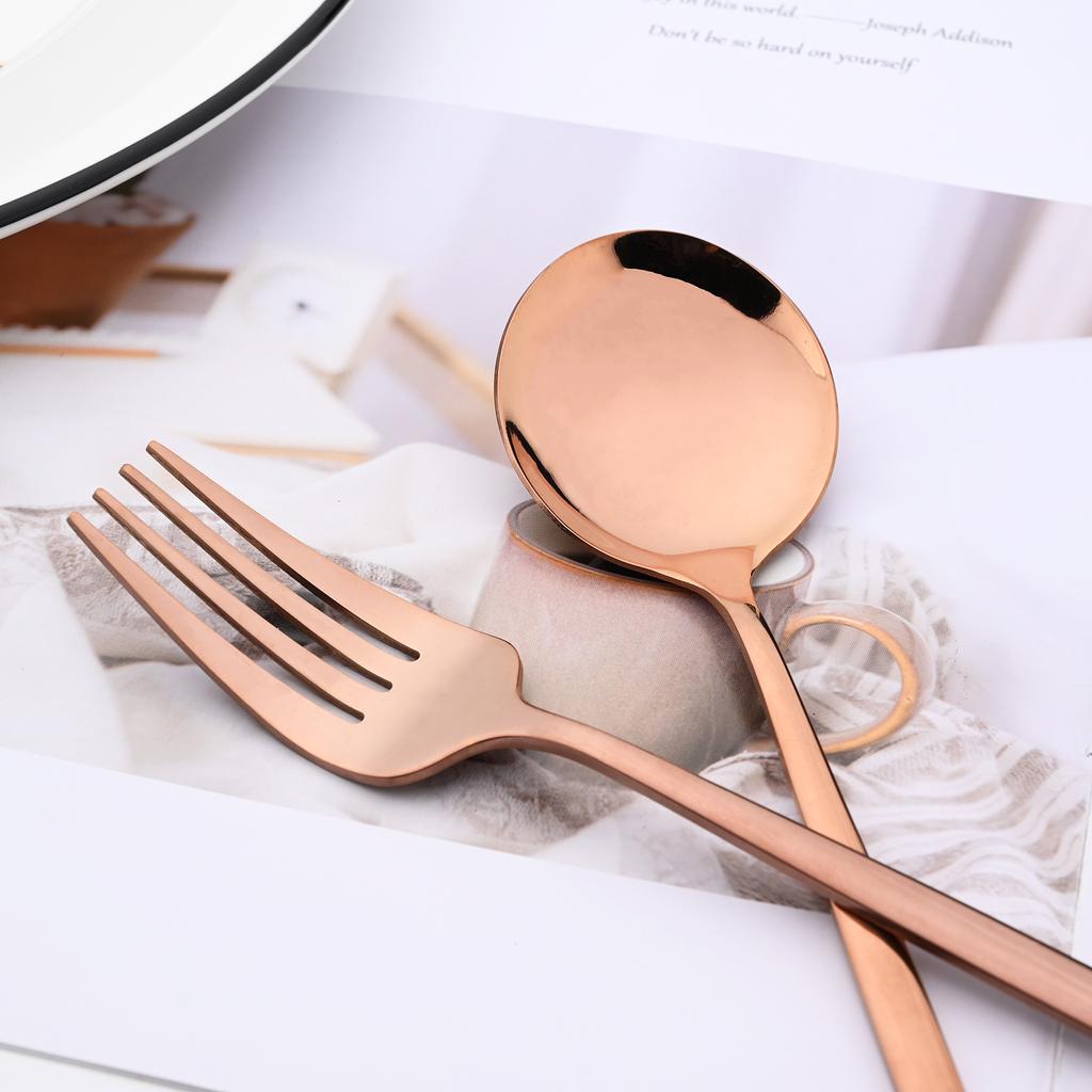 Dinnerware Set Mirror Rose Knife Fork Tea Spoons Tableware Cutlery Set Stainless Steel Silverware Flatware Kitchen Dinner Set