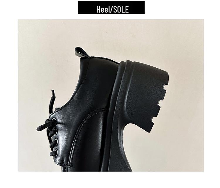 Women's British Style Black Leather Thick-Soled Loafers - 2026 Spring/Summer Collection Versatile Flats