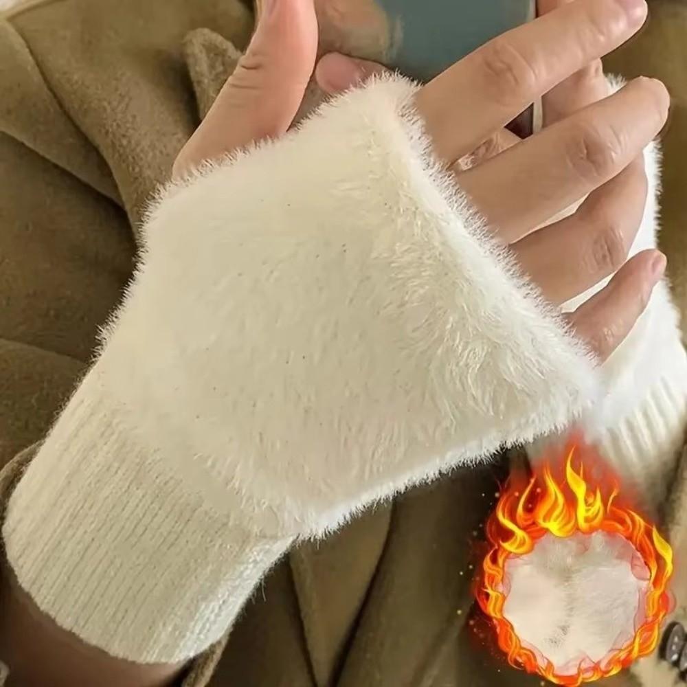 Soft Half Finger Gloves Warm Insulation Wrist Mittens  Winter Women's Wear Accessory