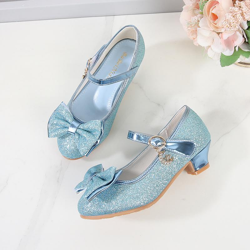 Girls princess high heels 2026 spring and autumn new little girl crystal leather shoes children single shoes primary and secondary school students