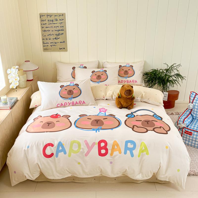 

Милый пододеяльник с капибарой, наволочка, новый дизайн, постельный комплект Hydrochoerus для взрослых, мальчиков, девочек, для спальни, детский, односпальный, двуспальный 100x135cm-2pcs