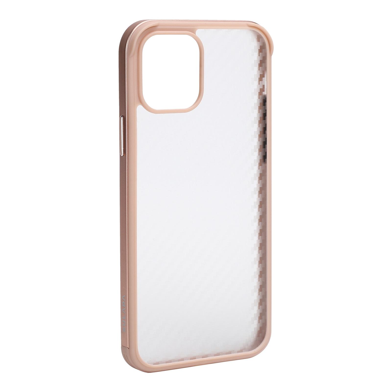 SULADA Mobile Phone Covers Fiber Texture Metal Frame Cell Phone Case for iPhone 12 12ProPink