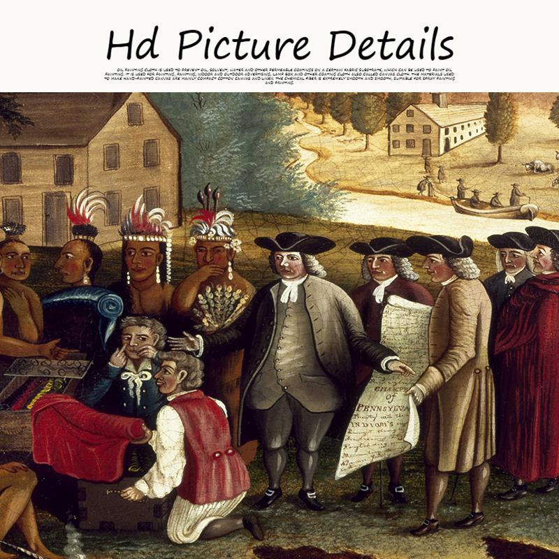 Pixels Penn's Treaty with the Indians Nordic Posters and Prints Canvas Painting  Scandinavian Wall Art Picture for Living Room