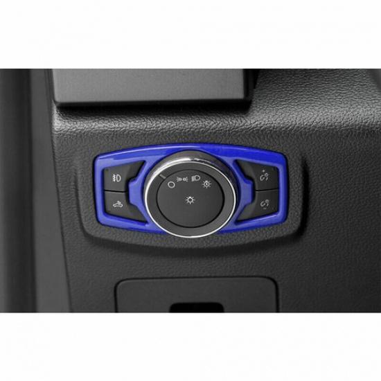 Car Headlight Switch Control Frame Cover 1* For Ford F-150 2015- Bright Blue