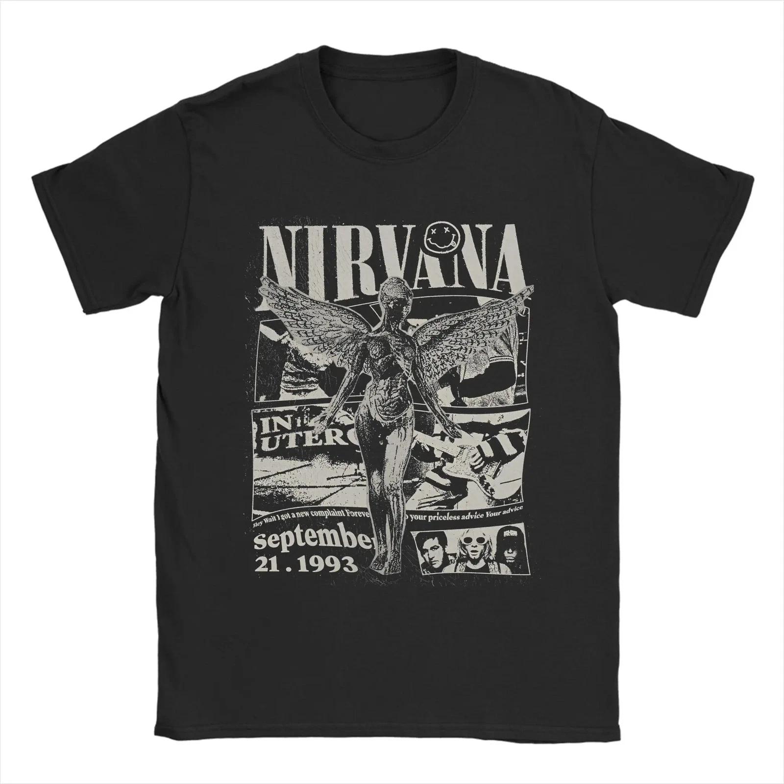 Nirvana Grunge Гранж Группа Футболка с принтом Уличная одежда Винтаж Y2K Мужская [S-6XL] 2XL