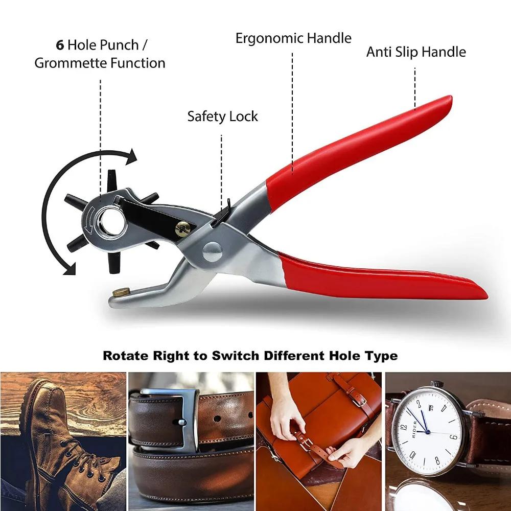 6 Size Leather Hole Punch Heavy Duty Revolving Leather Belt Hand Hole Puncher ,9  Belt Hole Puncher For Leather