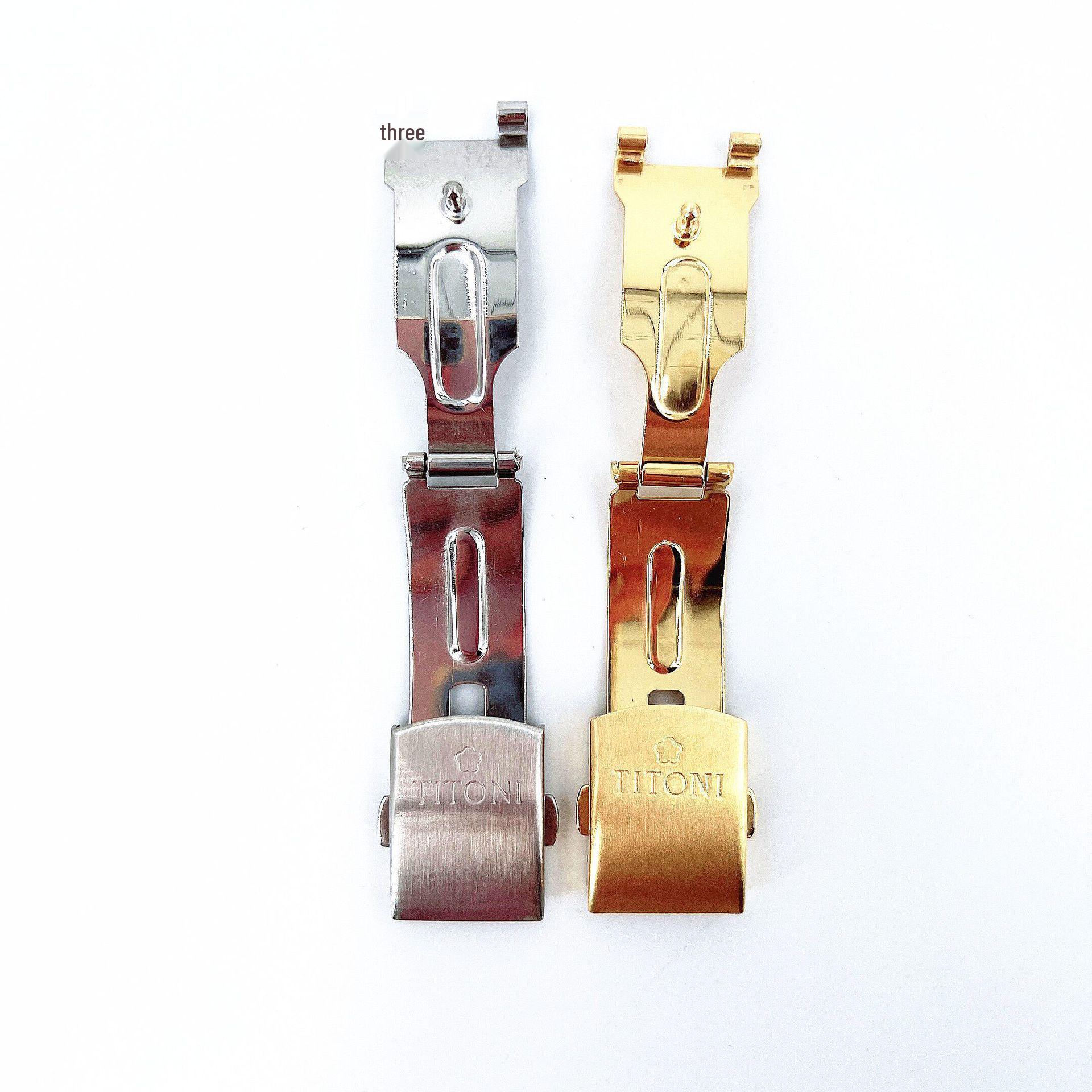 Stainless Steel Double Push Button Safety Folding Watch Buckle 16MM