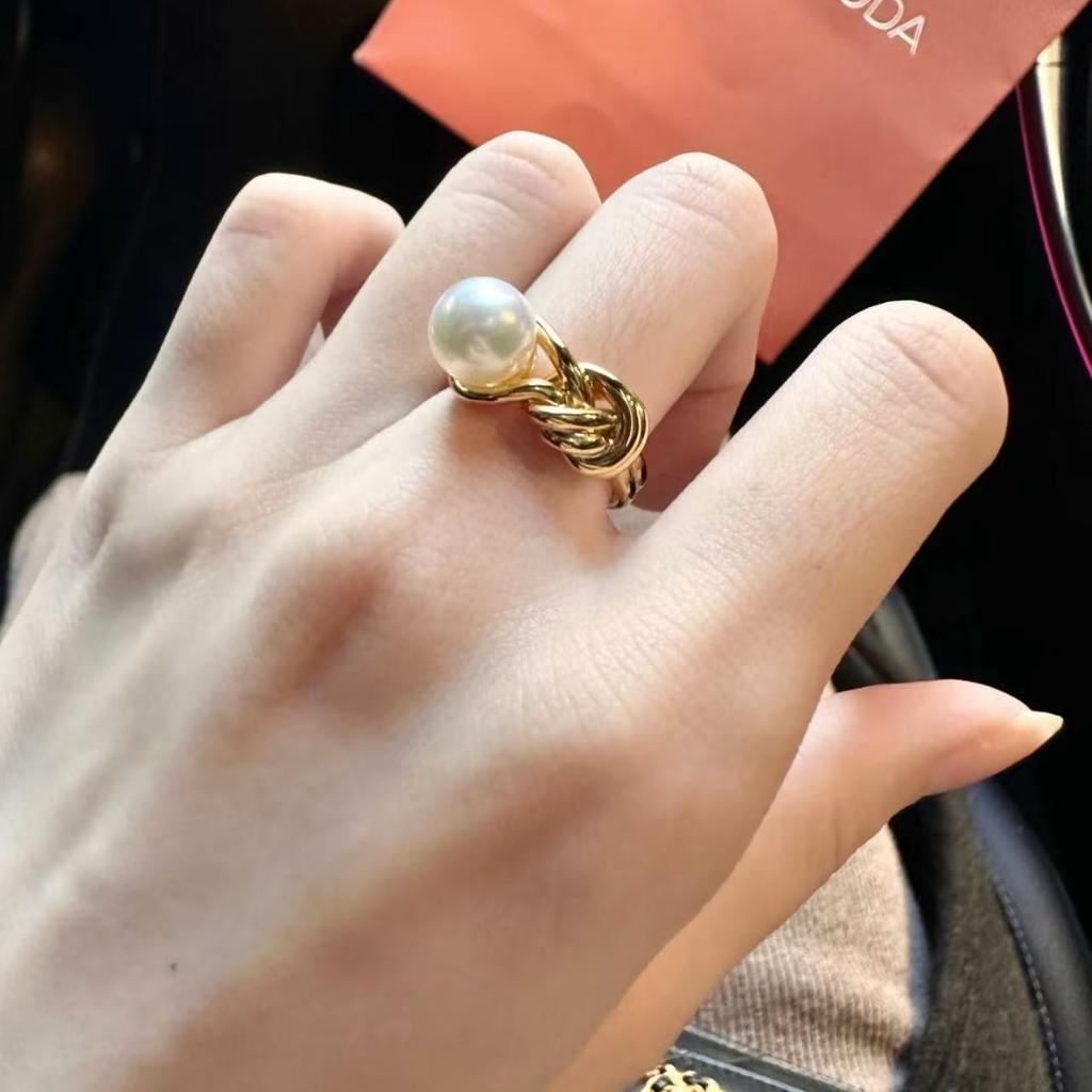 Design Ring Female Cold Trend Personality Pearl Bracelet Opening Adjustable Finger Ring