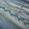 Plus Size Retro Embroidered Harem Denim Cropped Pants for Women - Casual Autumn Elastic Fit