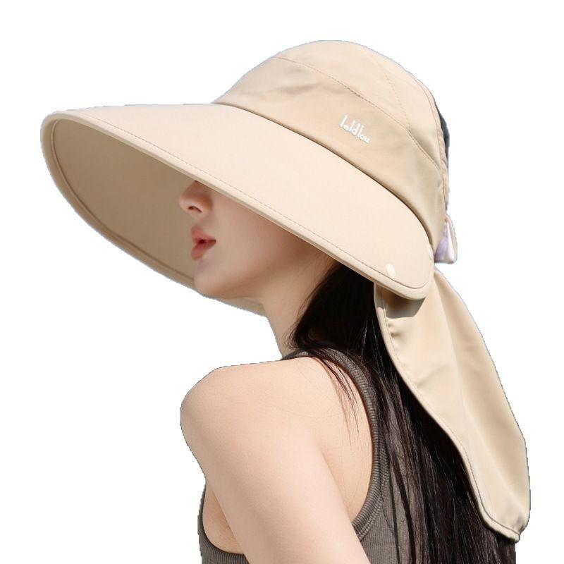 Empty Top Sun Protection Hat Women'S Outdoor Uv Protection Large Brim Tea Picking Hat Empty Top Shawl Neck Protection Sun Hat