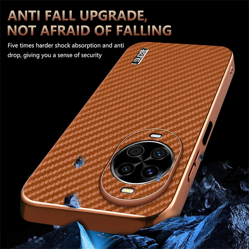 AZNS For Huawei nova 14 5G Case Electroplating Carbon Fiber Texture PU+TPU Phone Cover