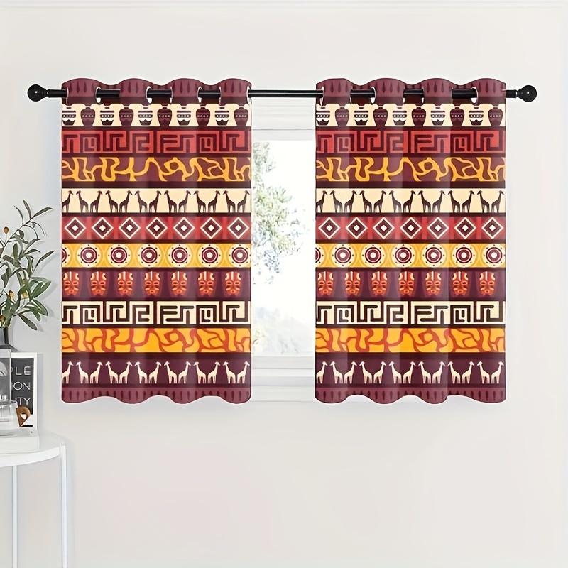 2pcs Boho/Aztec Style Curtains Thermal Insulated Window Drapes Window Treatments For Bedroom Living Room Office Home Decoration