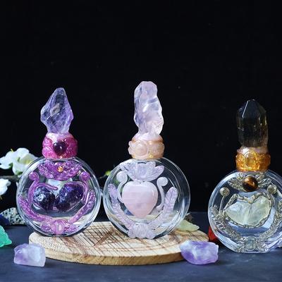 Handmade Natural Crystal Magic Bottle Decorative Glass Crafts Storage Bottle Ornament For Home Decor And Christmas Gift