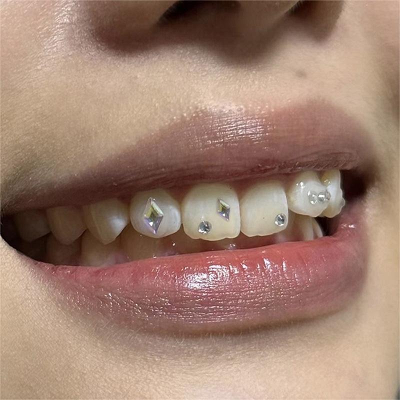 5Pcs Dental Tooth  Rhombus Shapes Ornament Diamond Multicolour Shiny Teeth Jewelry Decoration