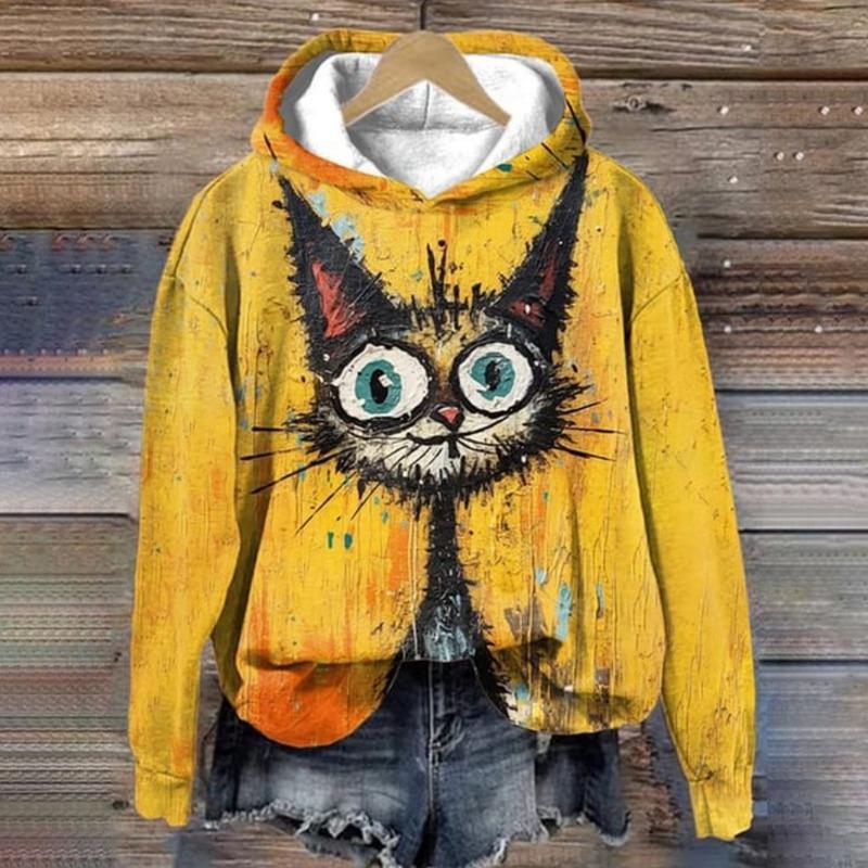 Damen Hoodie 3d Tiere Langarm Damenbekleidung Herbst Hip Hop Mode Street Style Lustiges Hunde Muster Kapuzenpullover