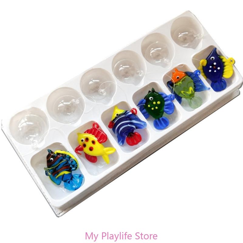 Aquariumdeko Schwebendes Meerestier Miniatur Anhänger Niedlich Glas Ozeanfisch Seestern Seestern Krabbe Clownfisch Rochen Ornament