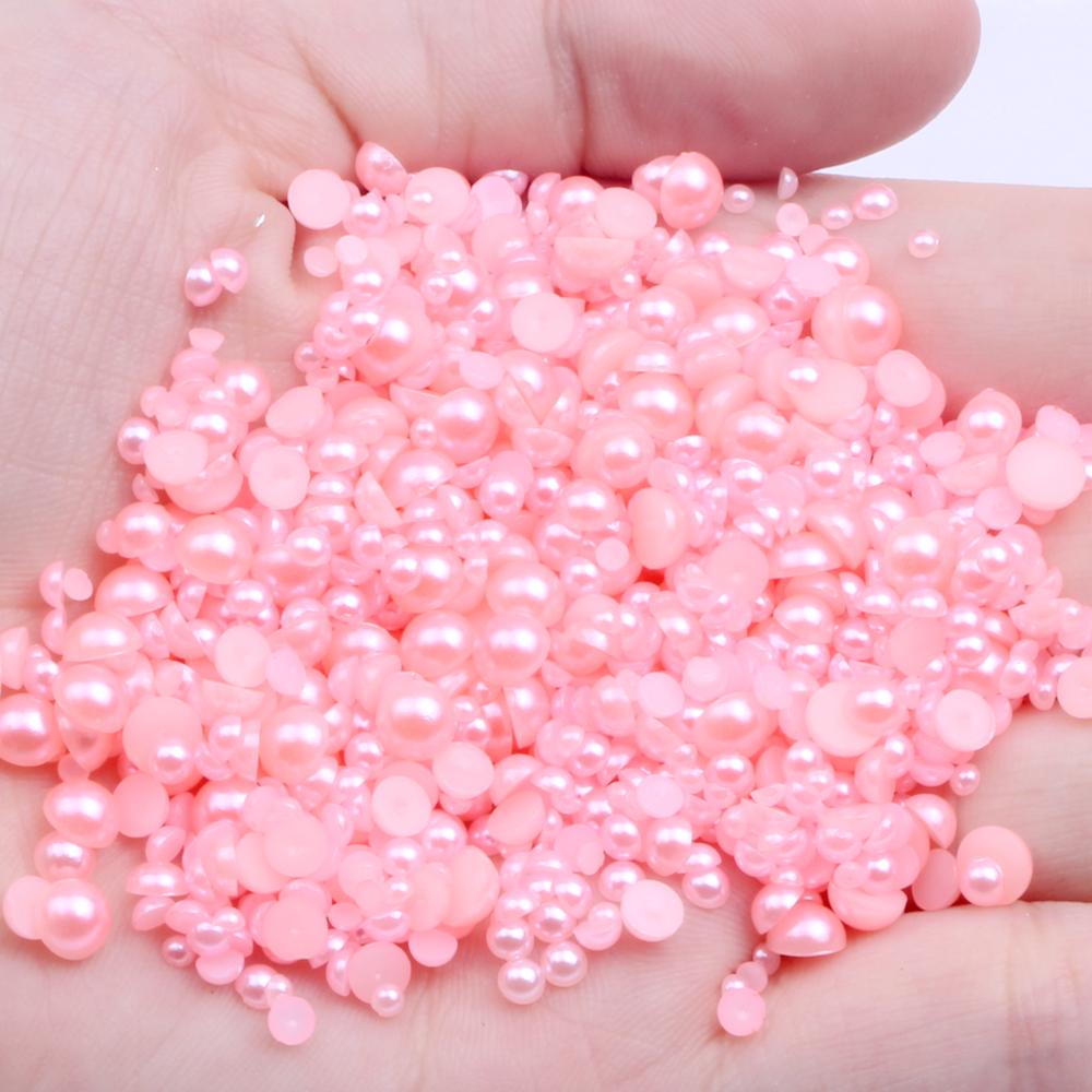 Resin Half Round Flatback Beads 2-6mm Mix Size Glue on Loose Rhinestones for Clothes Dresses DIY Crafts Scrapbook Decoration