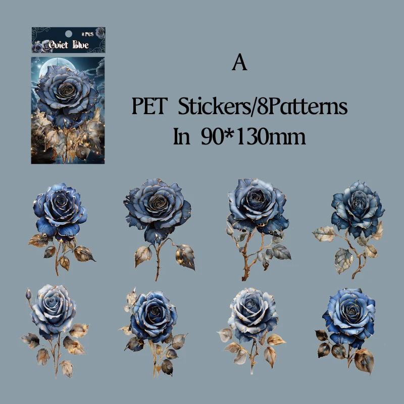 

Journamm 8pcs/pack Rose Stickers Junk Journal Supplies Collage Materials DIY Scrapbooking Supplies Aesthetics Sticker Stationery