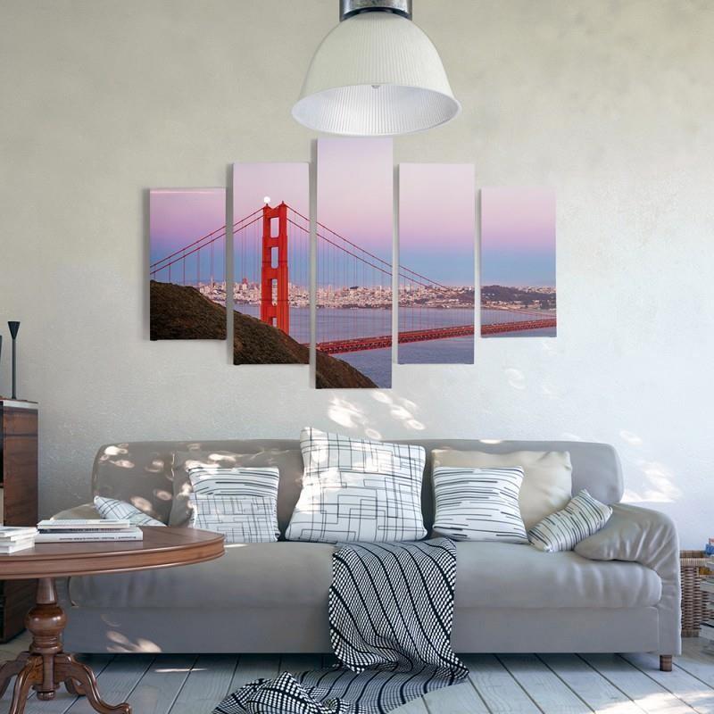 Feeby Feeby Five Piece Picture Canvas Print, Golden Gate Bridge 3