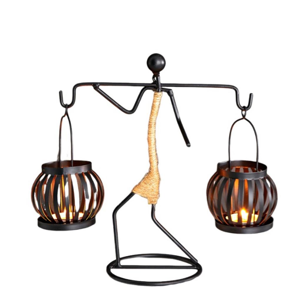African-Inspired Tea Light Candle Holder with Metal Art Girl Figure A Type
