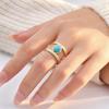 Waterproof Stainless Steel Rings for Women, Double Layered Open Adjustable Oval Nature Stone Bohemian Stylish Fashion Jewelry
