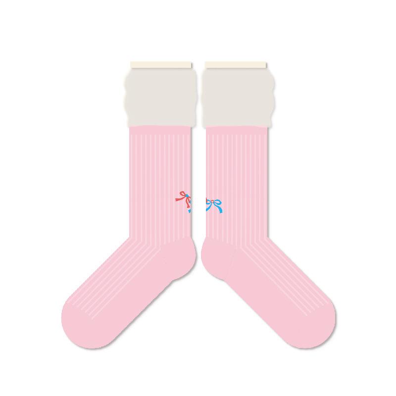 Summer Lightweight Women's Socks - Cute Animal Embroidery Glass Thread Mid-calf Stockings, Breathable Combed Cotton Edge Socks, Pile Socks