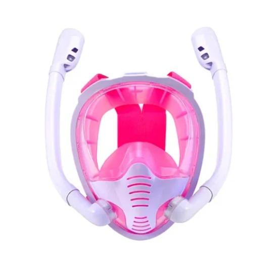 Full Face Snorkeling Mask 180° Panoramic Silicone Dry Top Snorkeling Goggles 2 Snorkeling Tube Leak Proof