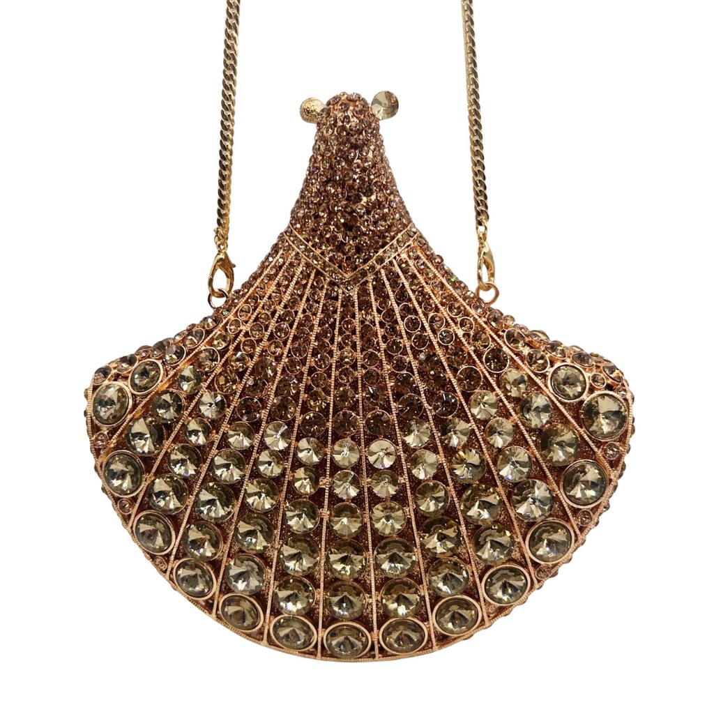 Clutch bag scalloped diamond high-end rhinestone dinner bag banquet party annual meeting clutch