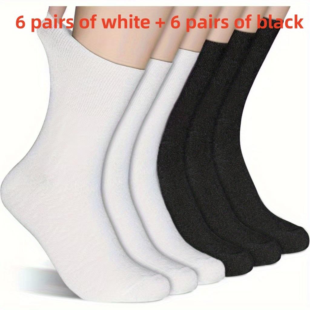 

12 пар диабетических носков, с эластичными манжетами, не сдавливающим верхом, очень свободного и дышащего дизайна для комфорта One Size