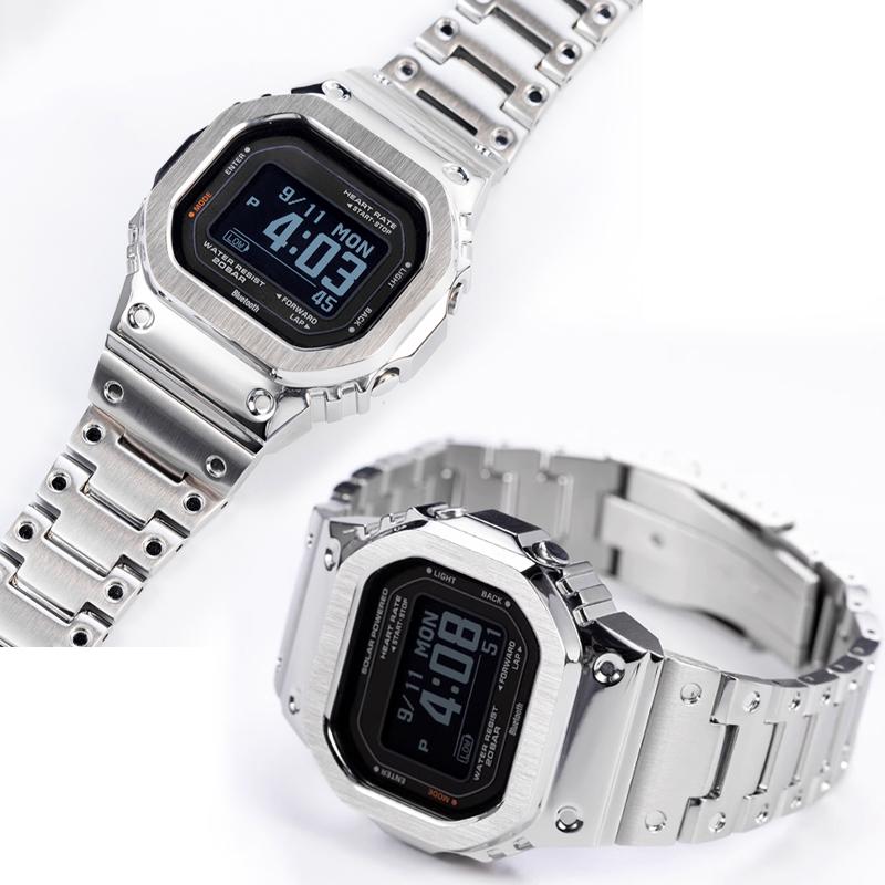 Modified Watch Strap Bezel for G-SHOCK Casio DW-H5600 DWH5600 Bluetooth Heart Rate Solid Stainless Steel Case Watch Band Chain