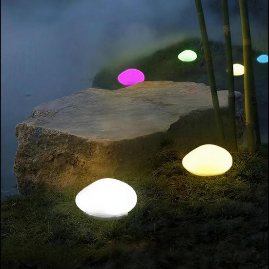 Solar Stone Garden Light, Waterproof LED Rock Outdoor Solar Lamp, Cobblestone Look Lawn Lamp, Decorative Solar Light for Garden Pathway Patio Yard