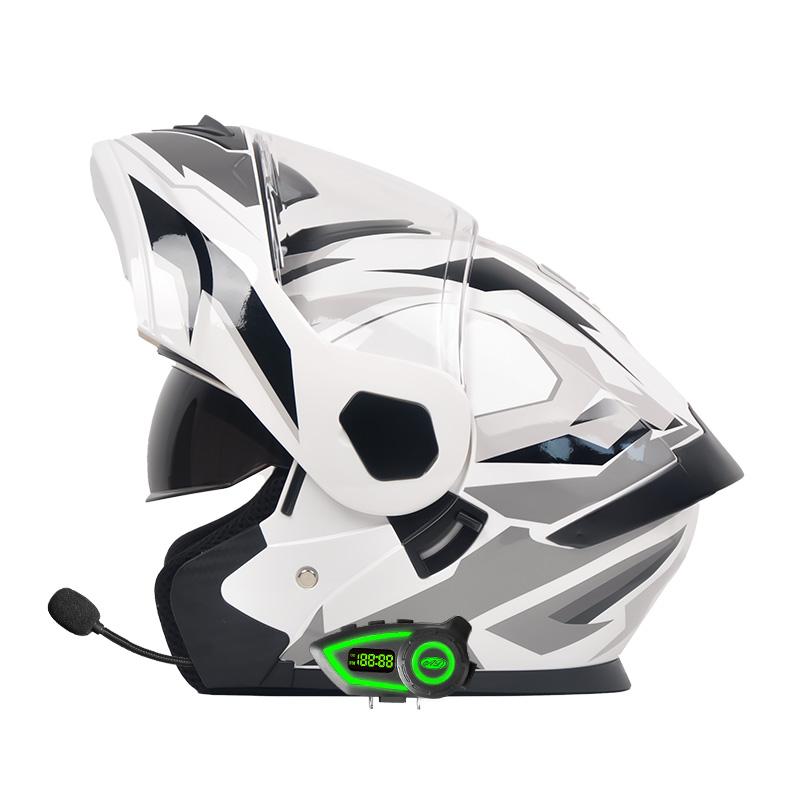 Dot Certified Dual Lens Motorcycle Helmet with Blue Tooth Full Graphic Abs Material Racing Helmets Ad Factory Custom Wholesale