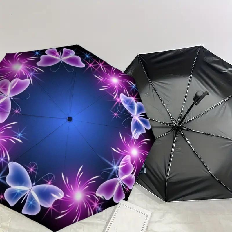 1pc Butterfly Fireworks Circular Frame Umbrella with Plastic Handle,Suitable for All Seasons Home Travel Outdoor UmbrellaDD1801
