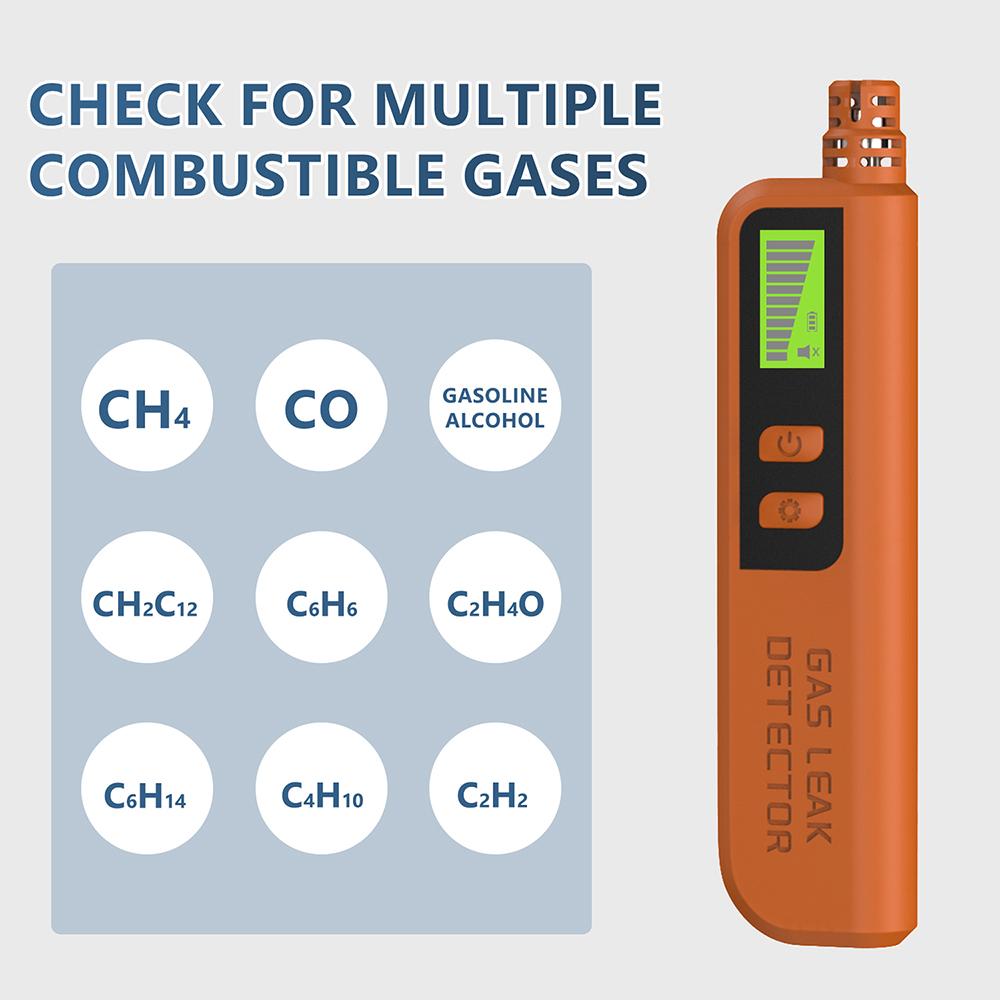 Combustible Gas Leak Detector Natural Gas CO CH4 C2H6 Alcohol LPG Alarm Detector Professional Analyzer with Audible Visual Alarm