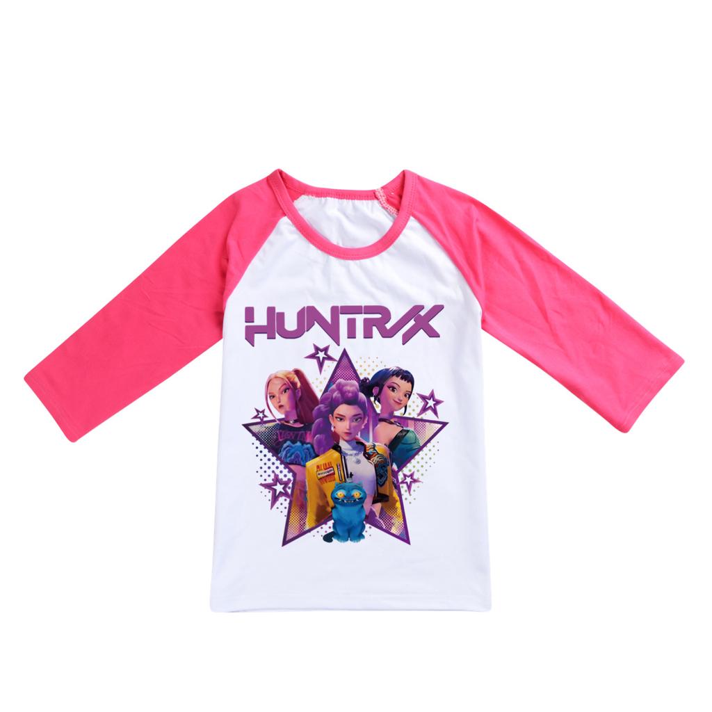 T-shirt KPop Demon Hunters Moda Bambini Cartone Animato Abbigliamento Casual Ragazze Ampia Comoda Girocollo Manica Lunga T-shirt