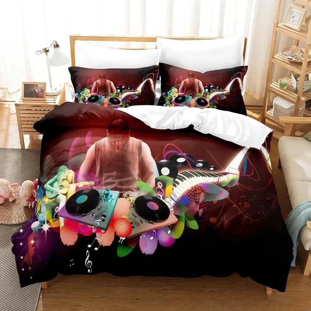 3D Music DJ Rock Bedding Set Single Twin Full Queen King Size Bed Set Adult Kid Bedroom Duvet Cover Sets Anime Parure De Lit Bed