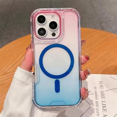 Fluoreszierender Neon Bumper für Magsafe Hülle für iPhone 16 Pro Max 15 12 11 14 Plus Magnetisches Kabelloses Laden Transparente Armor PC Hülle